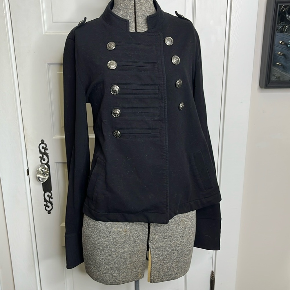 Black Military Style Jacket with Silver Buttons